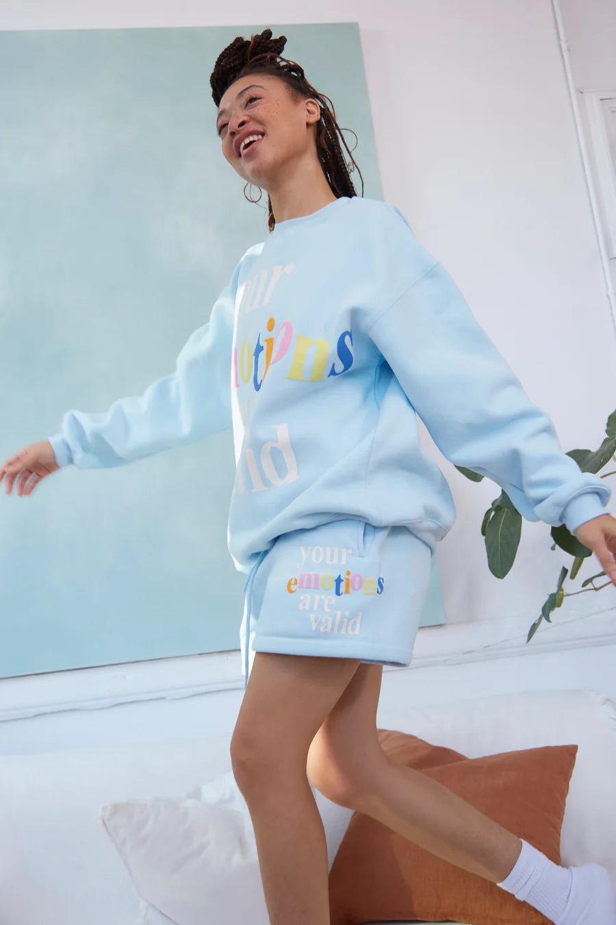 Your Emotions Are Valid Sky Blue Sweatshorts