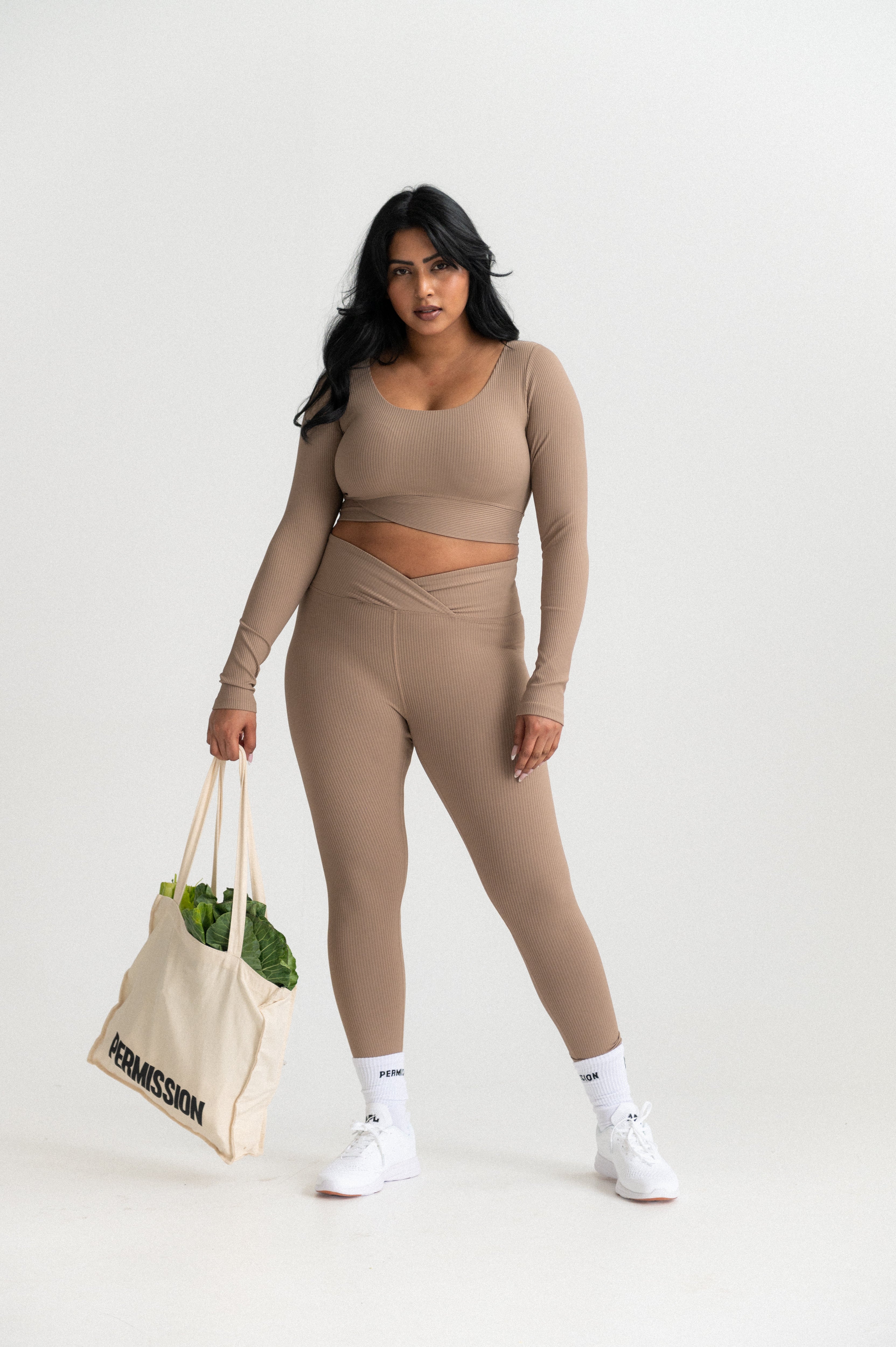 Ribbed V Crop Long Sleeve