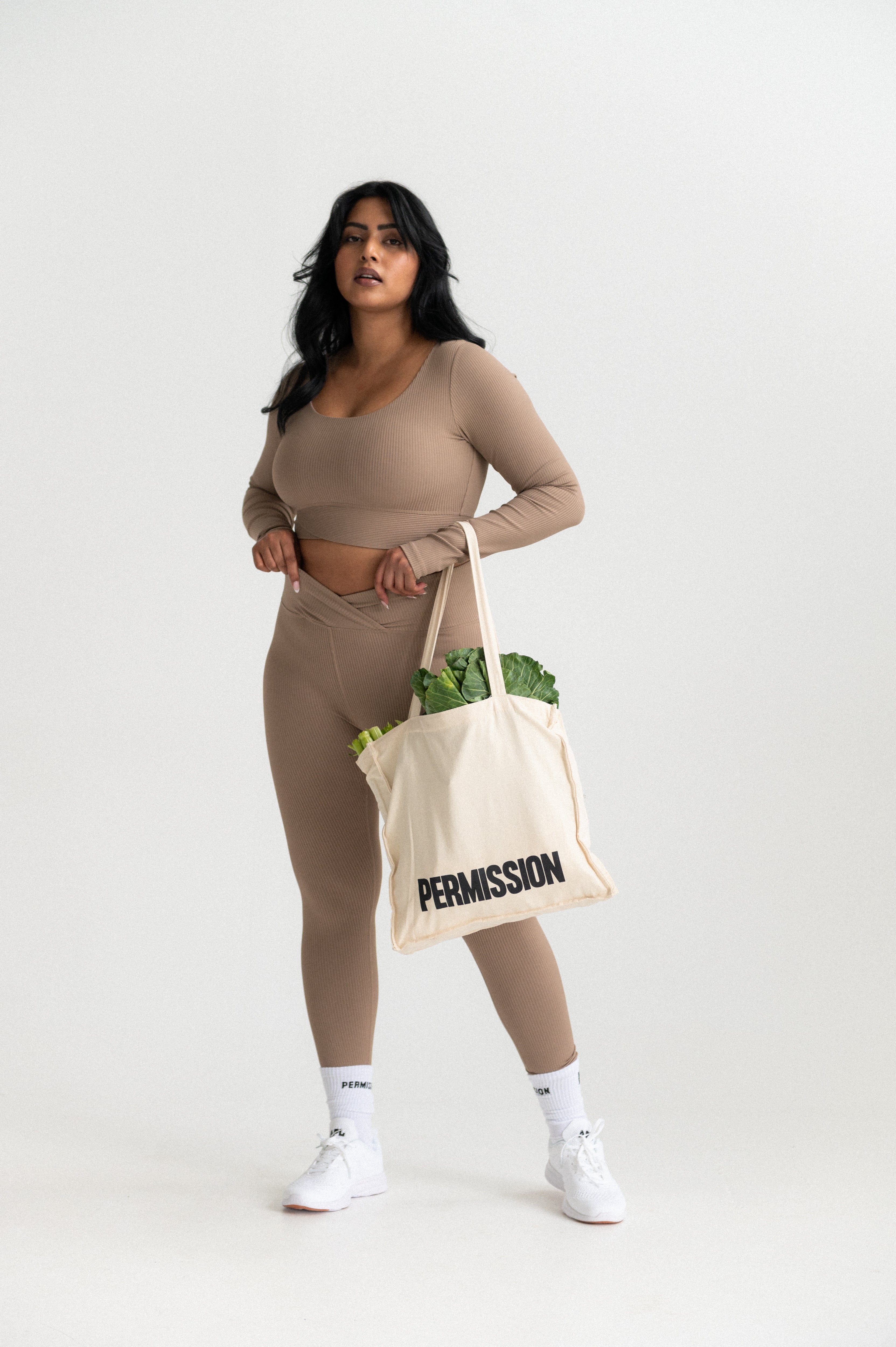 Ribbed V Crop Long Sleeve